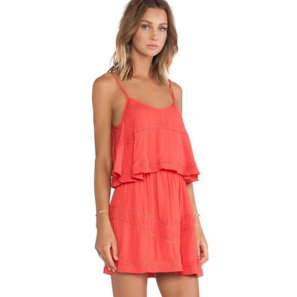 Lovers + Friends Paradise Bay Tiered Mini Dress in Coral NWT - Picture 2 of 4
